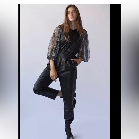 Free People New Love One Piece Jumpsuit Romper Faux Leather Size Small - Picture 7 of 15